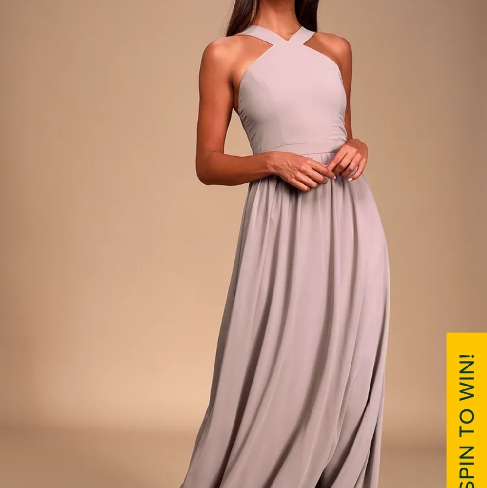 Lulu's Air of Romance Taupe Dress